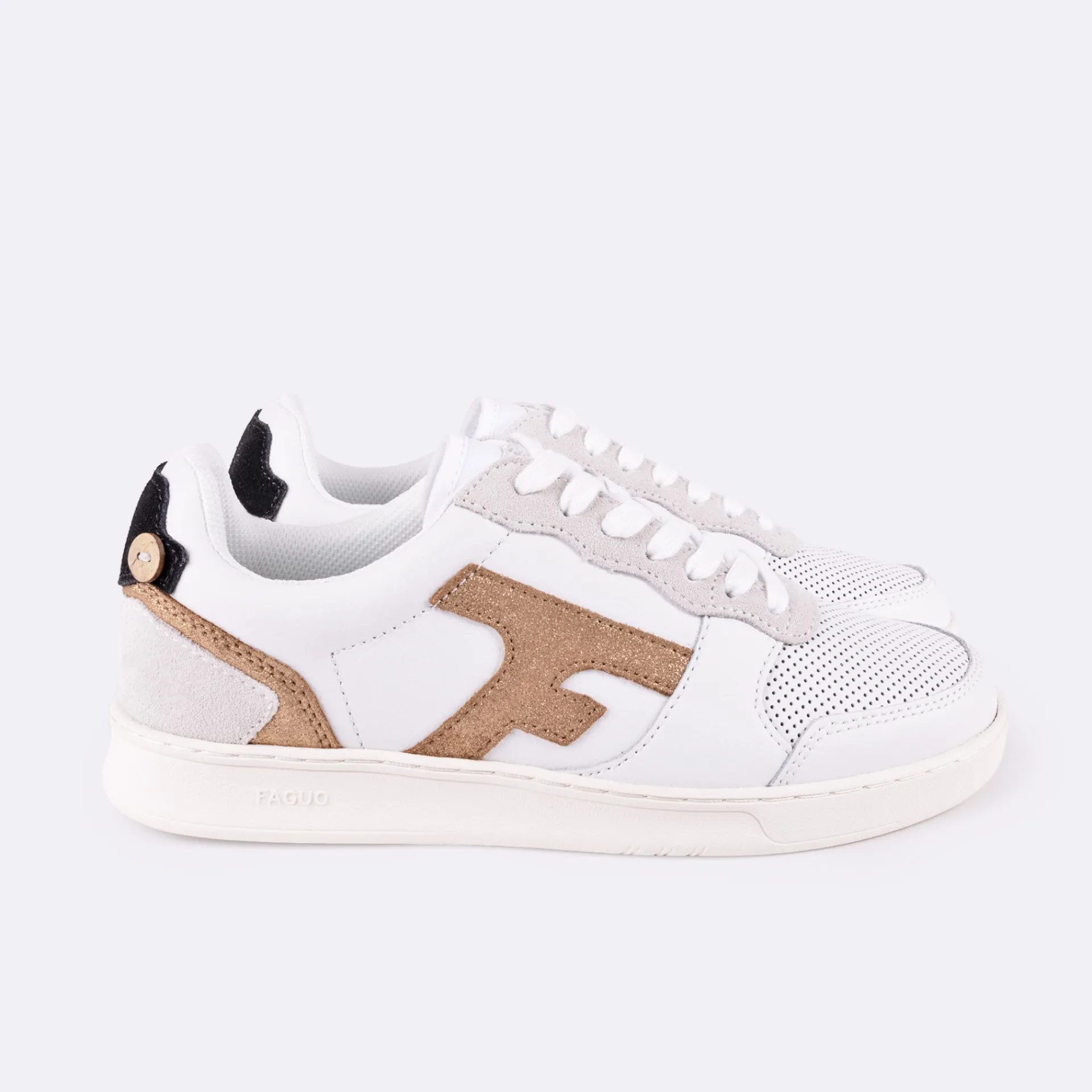 Les Hazel*FAGUO Baskets Blanche & Cuivre