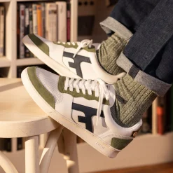 Les Hazel*FAGUO Baskets Blanche & Kaki