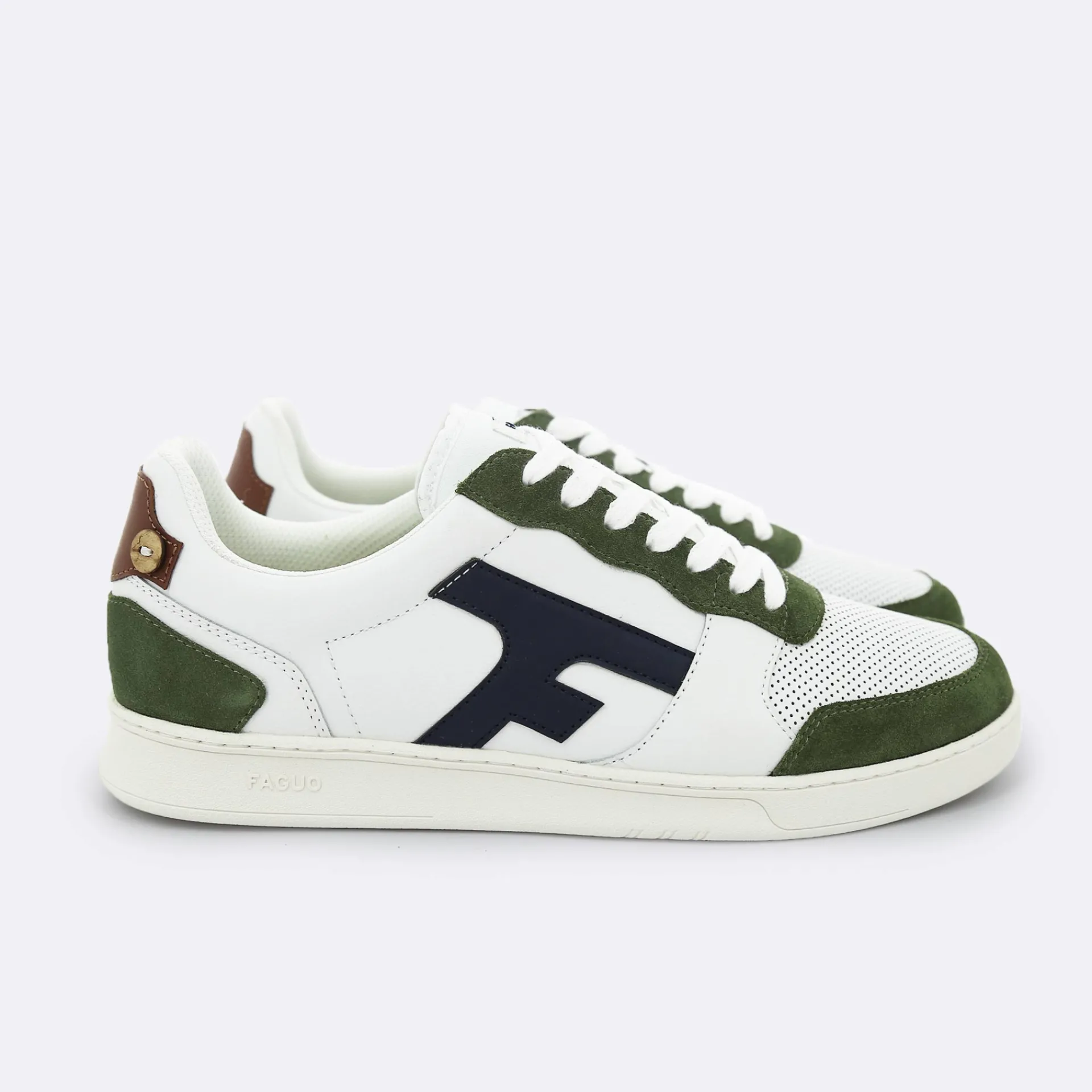 Les Hazel*FAGUO Baskets Blanche & Kaki