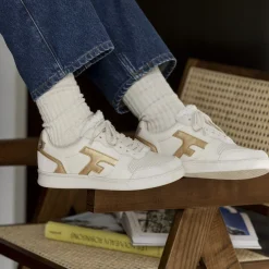 Chaussures*FAGUO Baskets Ecru & Dore