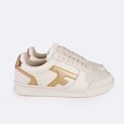 Chaussures*FAGUO Baskets Ecru & Dore