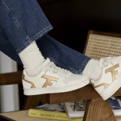 Chaussures*FAGUO Baskets Ecru & Dore