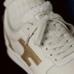 Chaussures*FAGUO Baskets Ecru & Dore