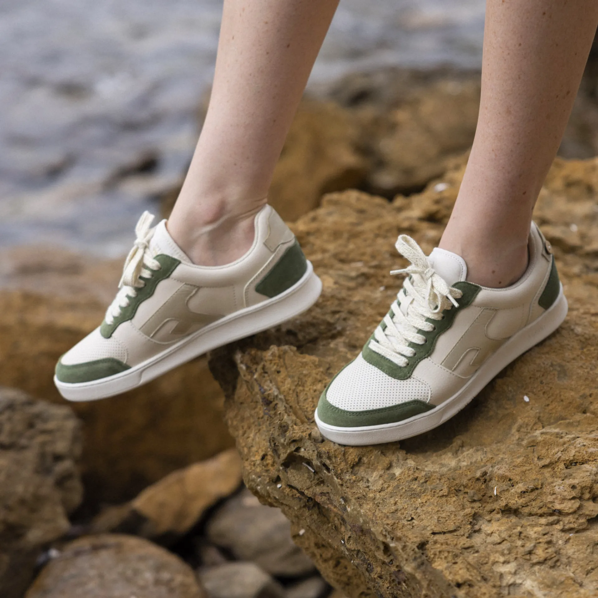 Les Hazel*FAGUO Baskets Ecrue & Kaki