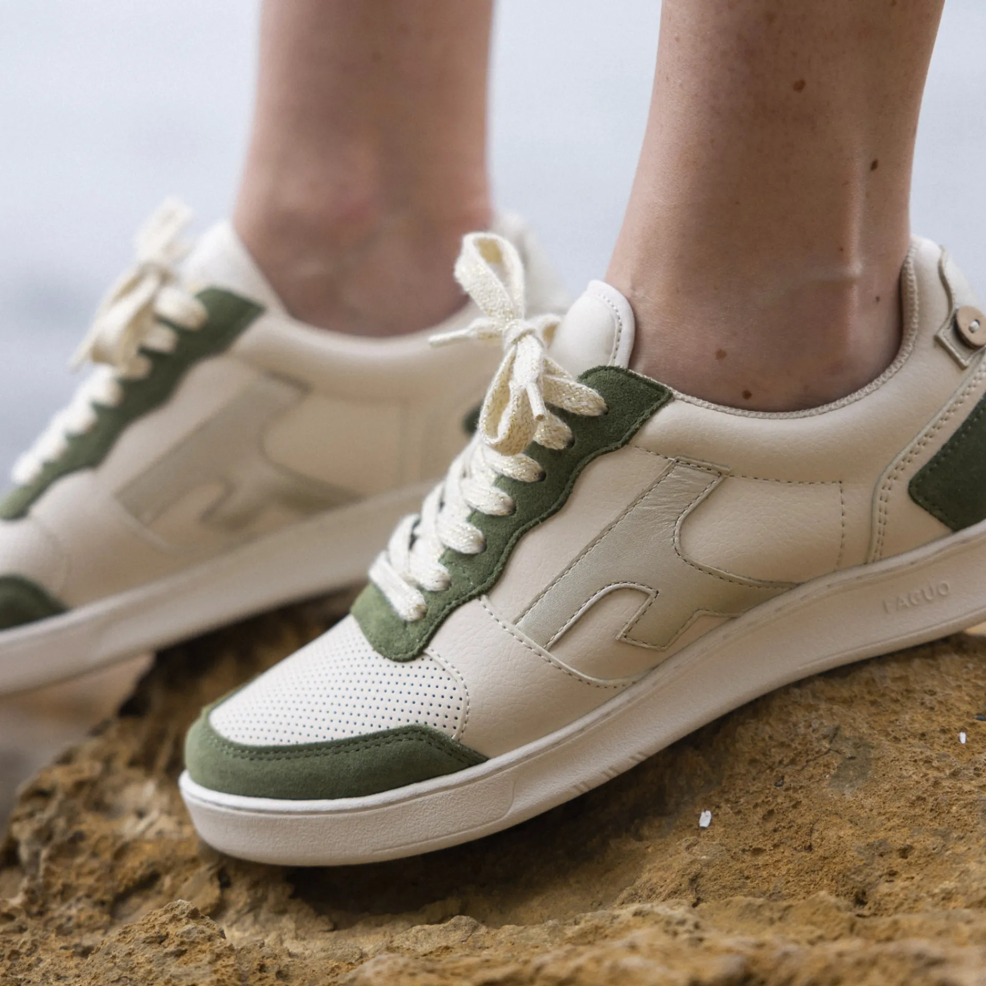Les Hazel*FAGUO Baskets Ecrue & Kaki