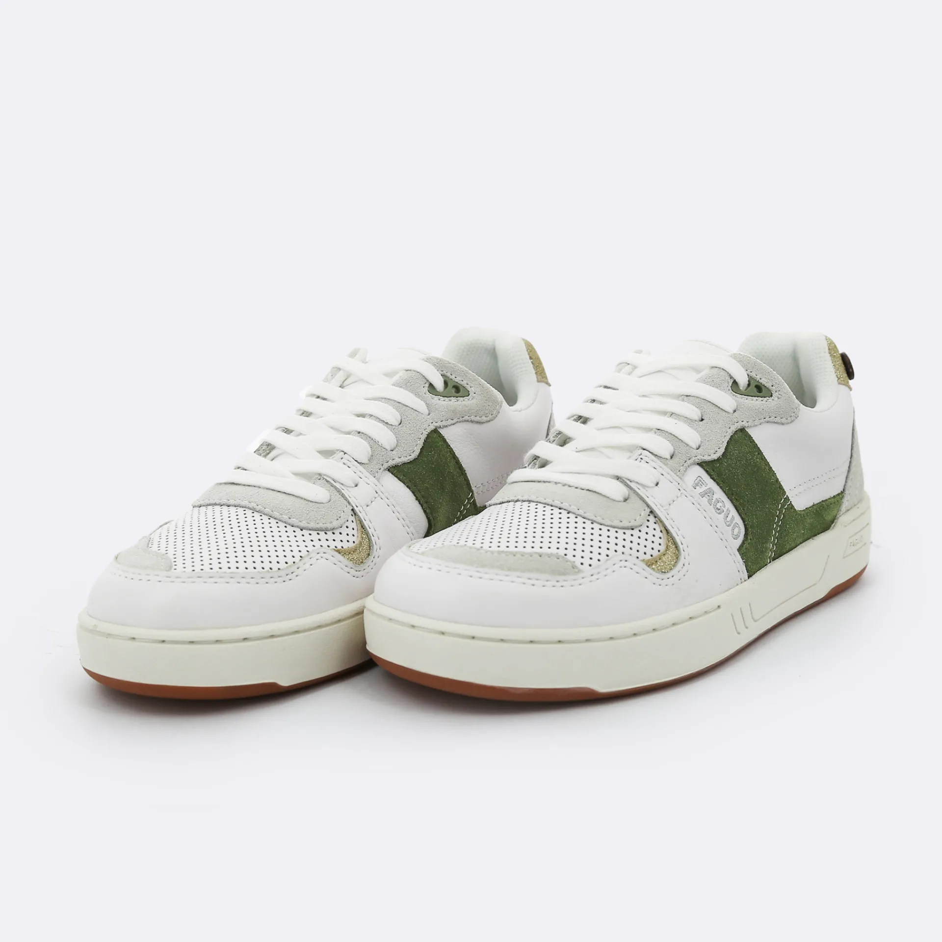 Baskets - Homme*FAGUO Baskets Kaki & Doree En Cuir - Modele Hazel