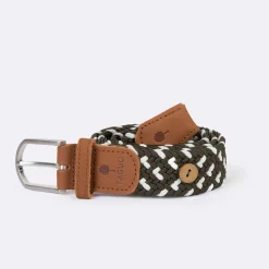 Ceintures*FAGUO Ceinture En Polyester Recycle Et Elasthanne Vert & Ecru - Modele Belt