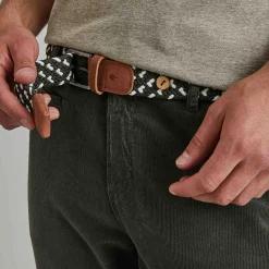 Ceintures*FAGUO Ceinture En Polyester Recycle Et Elasthanne Vert & Ecru - Modele Belt