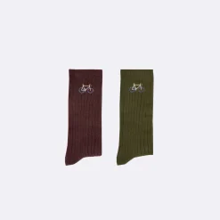 Chaussettes*FAGUO Chaussettes Bordeaux & Vert Fonce