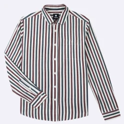 Chemises*FAGUO Chemise A Rayures Blanches, Bleues & Bordeaux