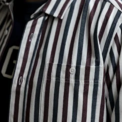 Chemises*FAGUO Chemise A Rayures Blanches, Bleues & Bordeaux