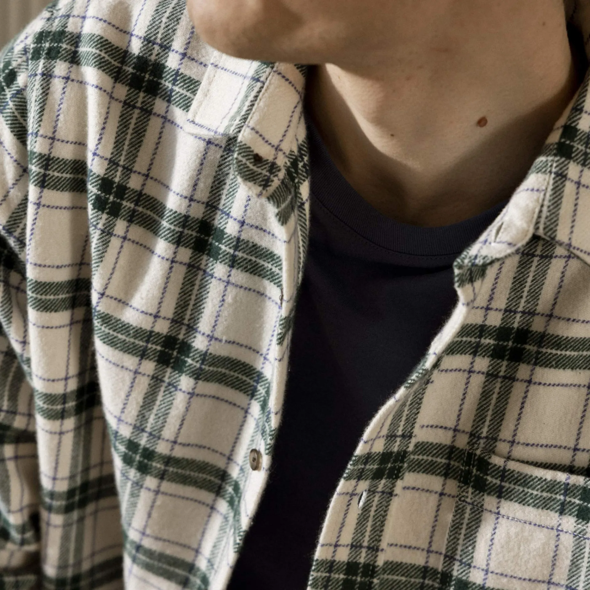 Chemises*FAGUO Chemise Ecru A Carreaux Verts