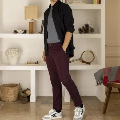 Pantalons & Chinos*FAGUO Chino Bordeaux Fonce Coupe Ajustee