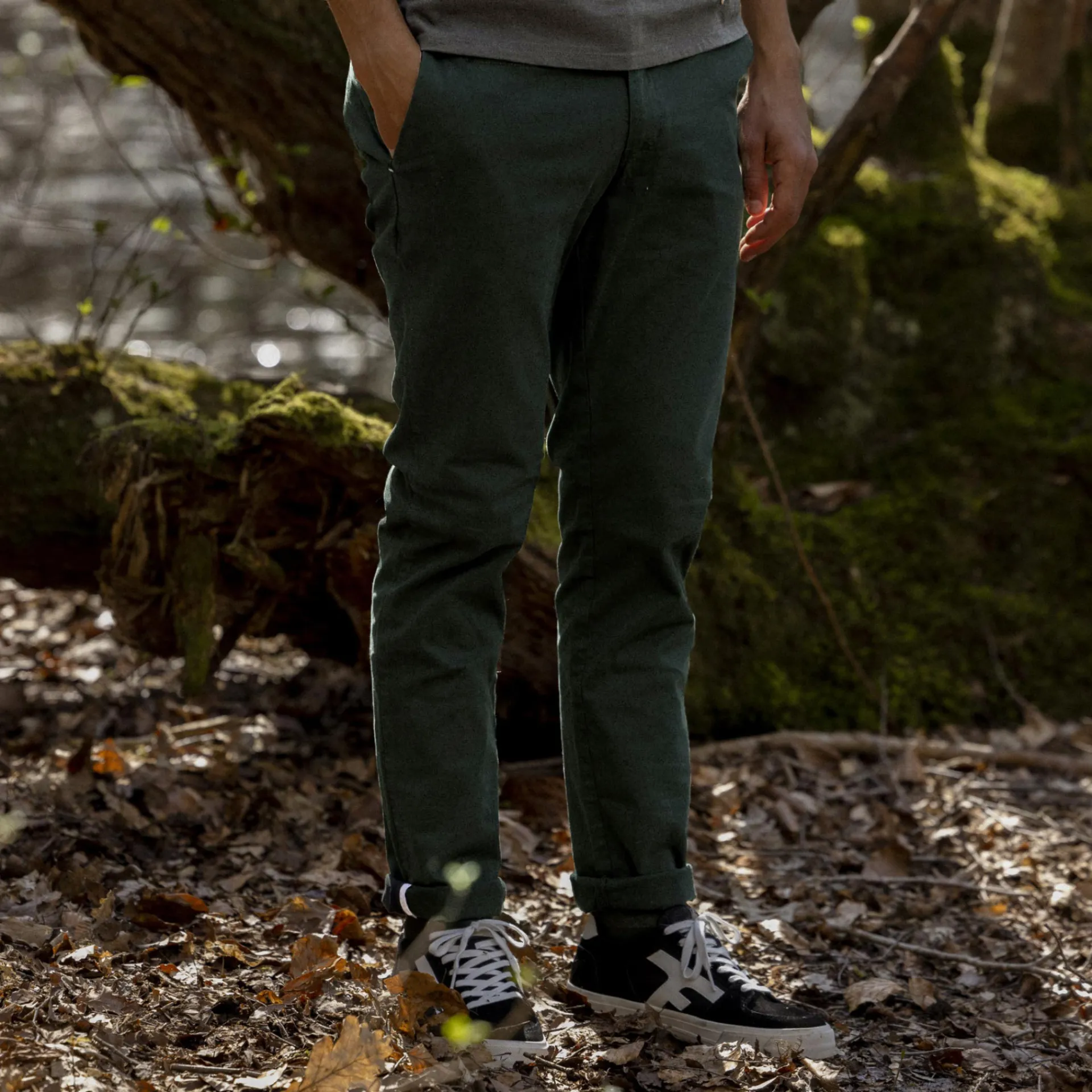 Pantalons & Chinos*FAGUO Chino Vert Fonce Coupe Ajustee