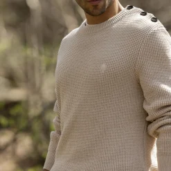 Pulls*FAGUO Pull Col Boutonne Beige