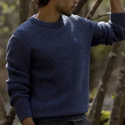 Pulls*FAGUO Pull Col Boutonne Bleu Chine