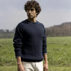 Pulls*FAGUO Pull Col Boutonne Bleu Marine