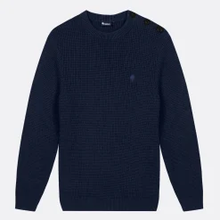 Pulls*FAGUO Pull Col Boutonne Bleu Marine