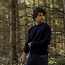 Pulls*FAGUO Pull Col Rond Bleu Marine