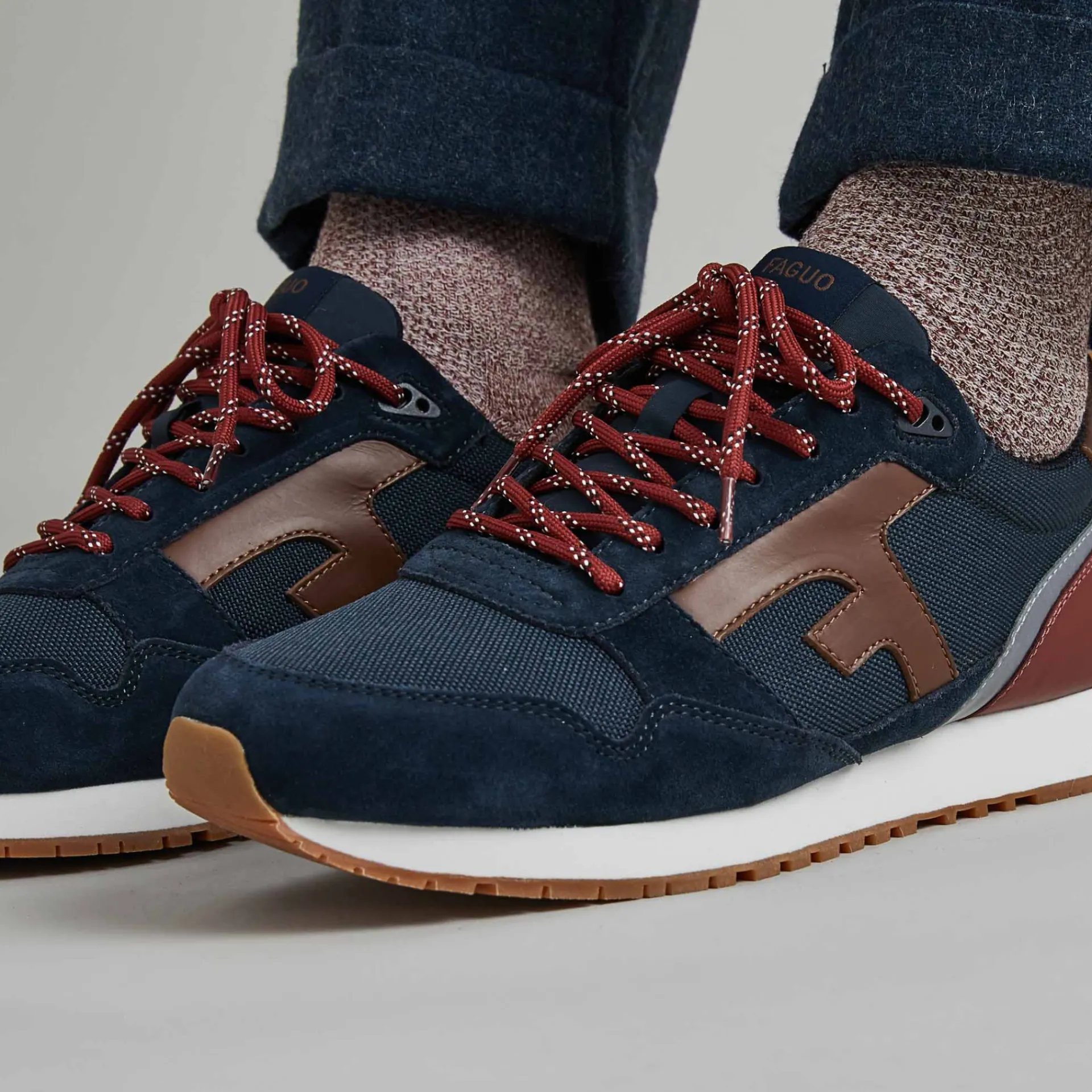 Baskets - Homme*FAGUO Runnings Marine & Camel