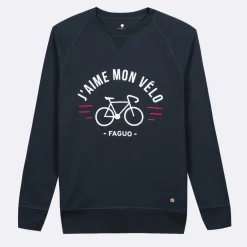 Sweatshirts*FAGUO Sweat Col Rond Bleu Marine J'Aime Mon Velo
