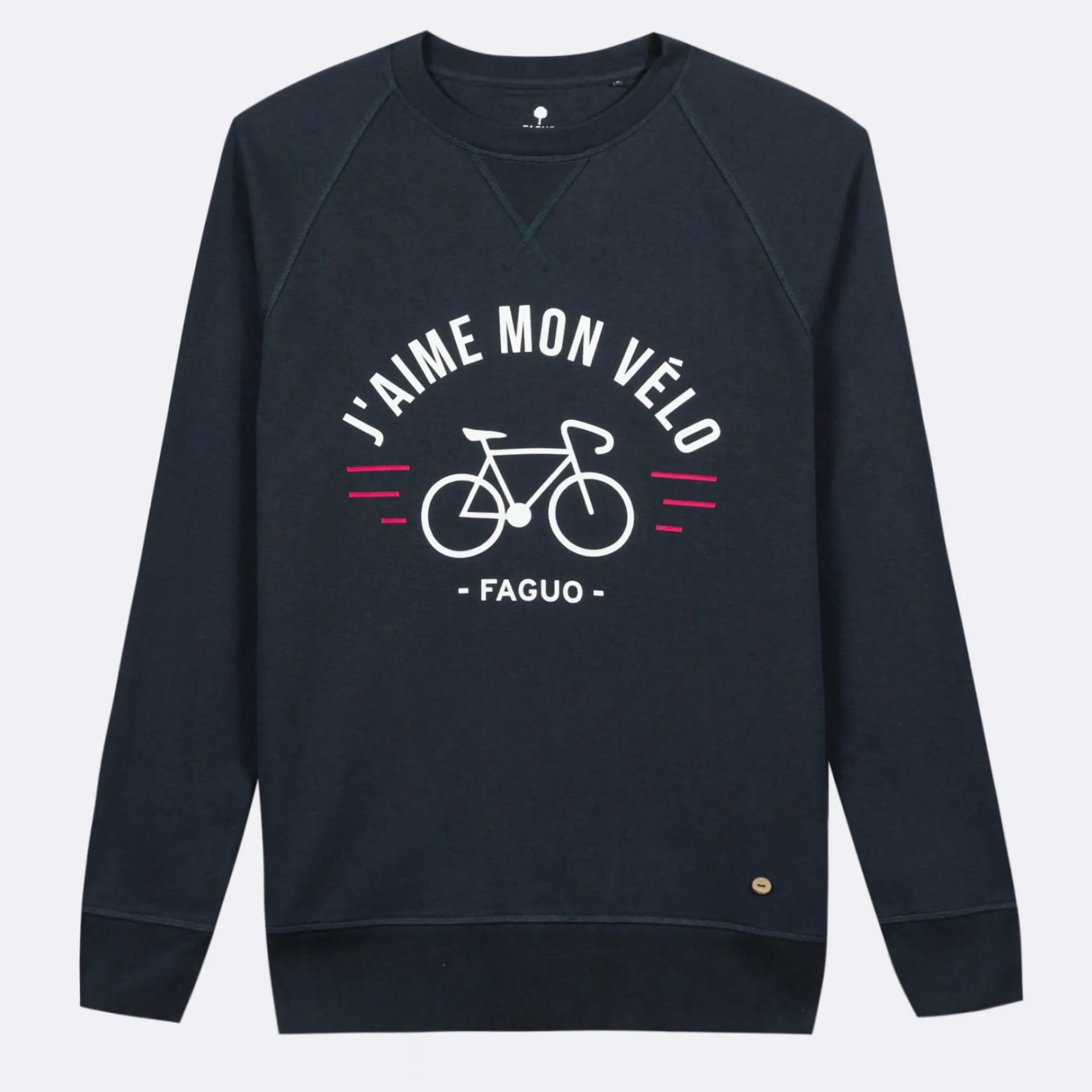 Sweatshirts*FAGUO Sweat Col Rond Bleu Marine J'Aime Mon Velo