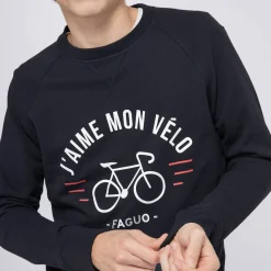 Sweatshirts*FAGUO Sweat Col Rond Bleu Marine J'Aime Mon Velo