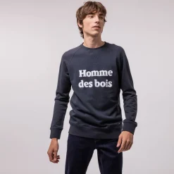 Sweatshirts*FAGUO Sweat Col Rond Bleu Marine Homme De Bois