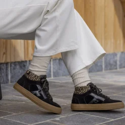 Baskets - Femme*FAGUO Tennis Noire & Leopard