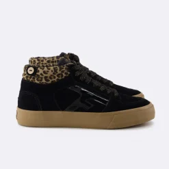 Baskets - Femme*FAGUO Tennis Noire & Leopard