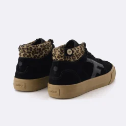 Baskets - Femme*FAGUO Tennis Noire & Leopard