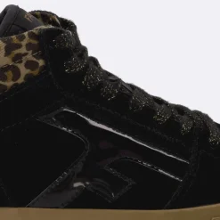 Baskets - Femme*FAGUO Tennis Noire & Leopard