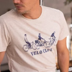 T-Shirts*FAGUO T-Shirt Col Rond Beige Chine Velo Club