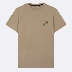 T-Shirts*FAGUO T-Shirt Col Rond Beige Clair Broderie Velo
