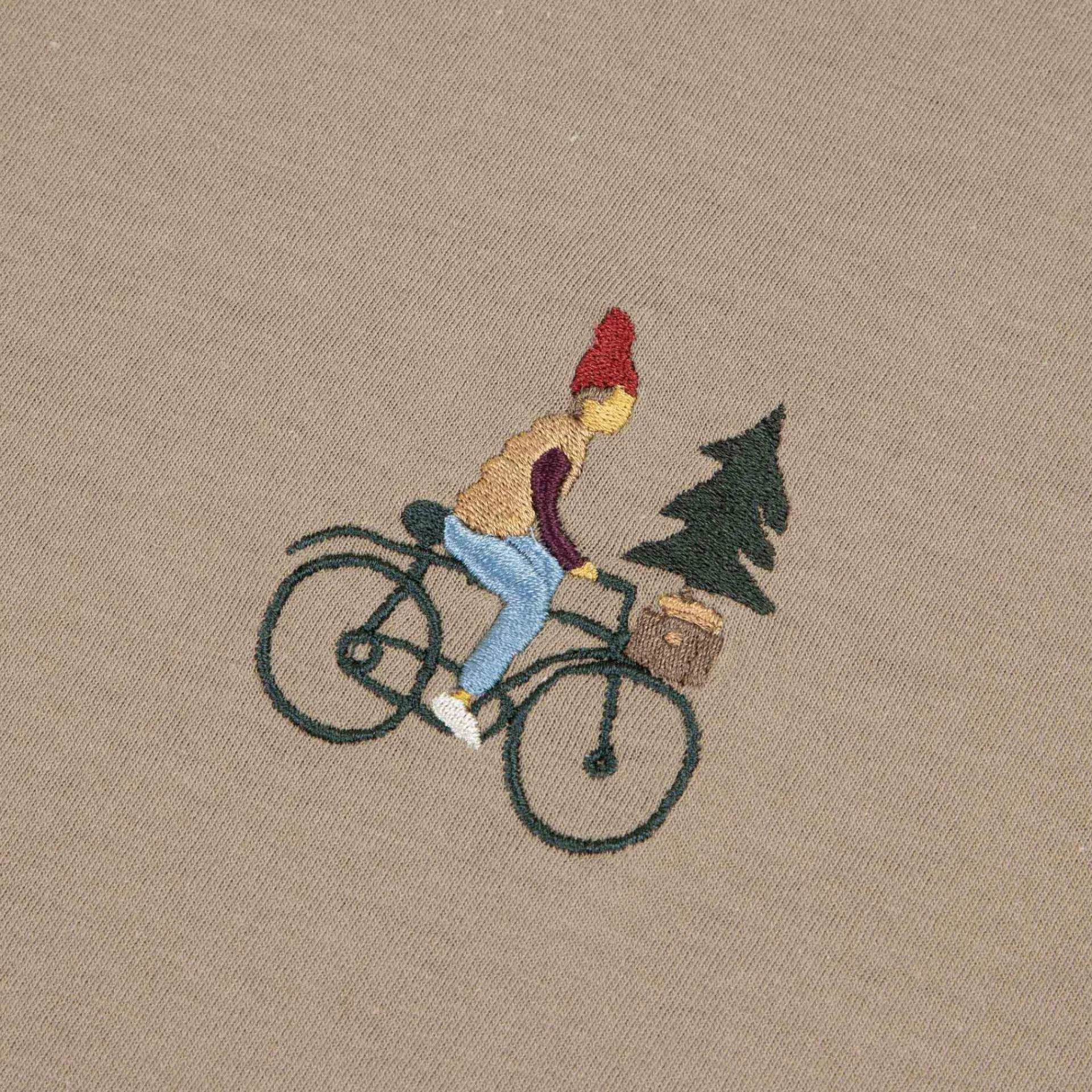 T-Shirts*FAGUO T-Shirt Col Rond Beige Clair Broderie Velo