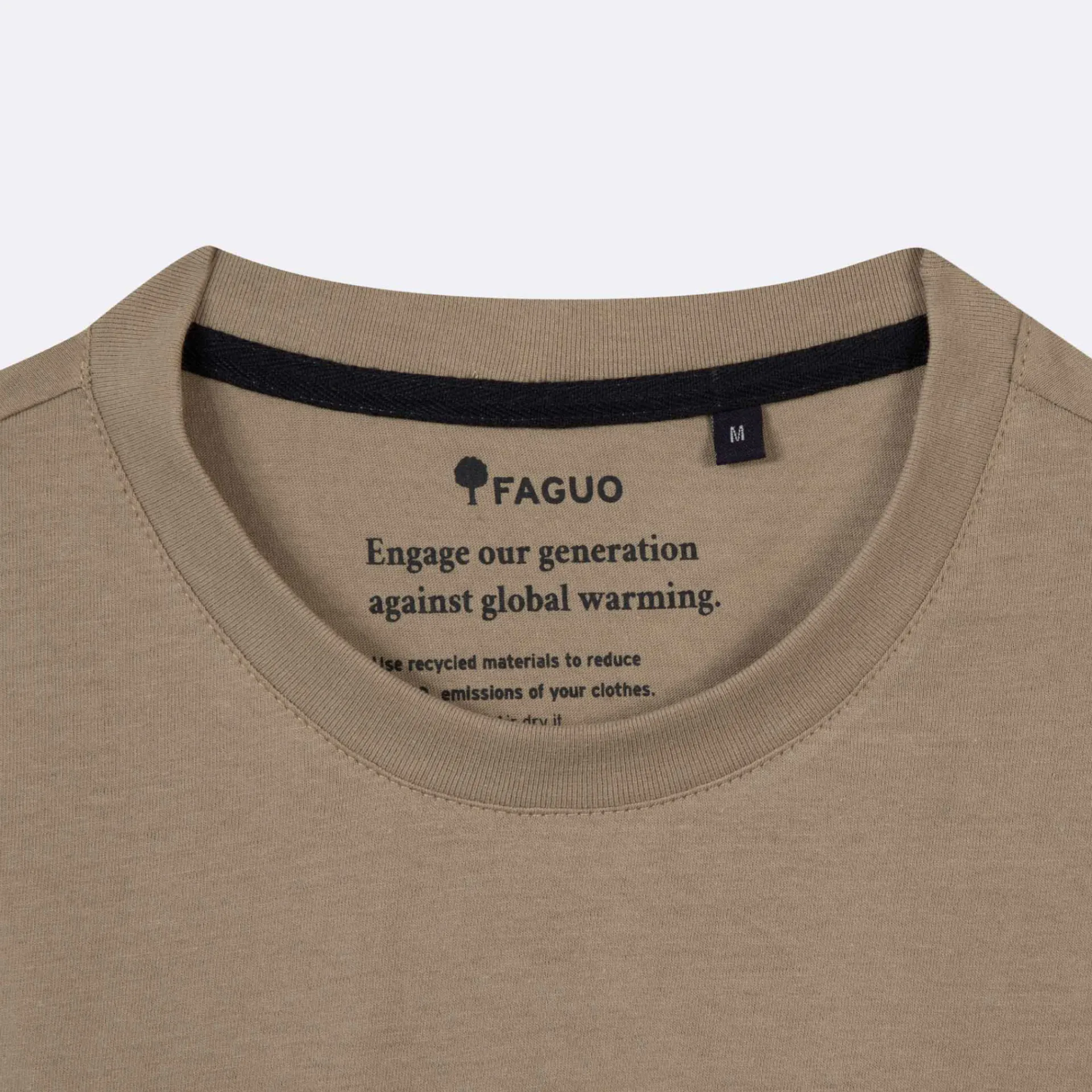 T-Shirts*FAGUO T-Shirt Col Rond Beige Clair Broderie Velo