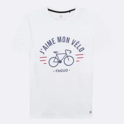 T-Shirts*FAGUO T-Shirt Col Rond Blanc J'Aime Mon Velo