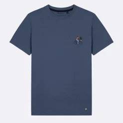 Vêtements*FAGUO T-Shirt Col Rond Bleu Broderie Velo