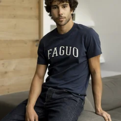 T-Shirts*FAGUO T-Shirt Col Rond Bleu Marine