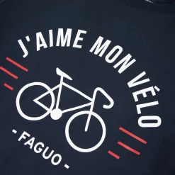 T-Shirts*FAGUO T-Shirt Col Rond Bleu Marine J'Aime Mon Velo