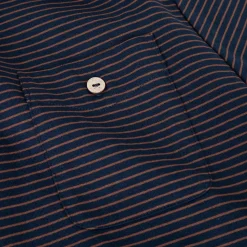 T-Shirts*FAGUO T-Shirt Col Rond Bleu Marine & Camel