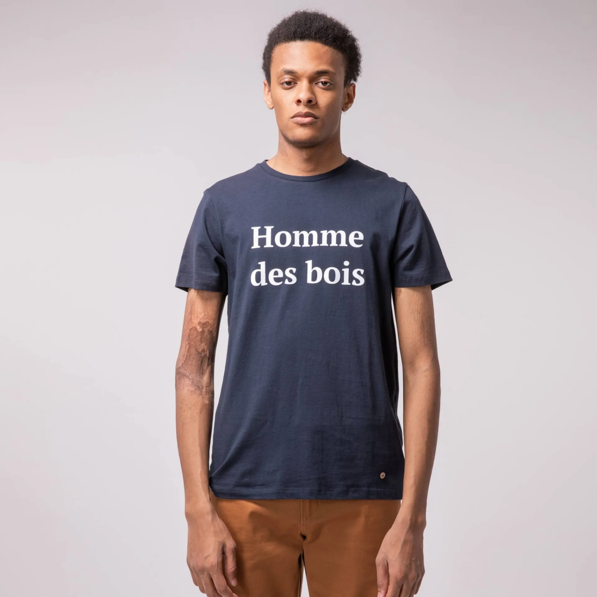 T-Shirts*FAGUO T-Shirt Col Rond Bleu Marine Homme Des Bois