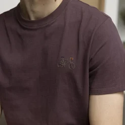 T-Shirts*FAGUO T-Shirt Col Rond Bordeaux Fonce Broderie Velo
