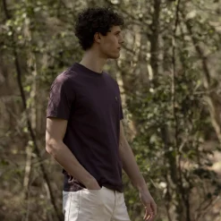 T-Shirts*FAGUO T-Shirt Col Rond Bordeaux Fonce Broderie Arbre