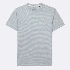 T-Shirts*FAGUO T-Shirt Col Rond Ecru & Bleu Clair