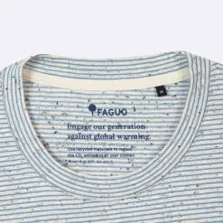 T-Shirts*FAGUO T-Shirt Col Rond Ecru & Bleu Clair