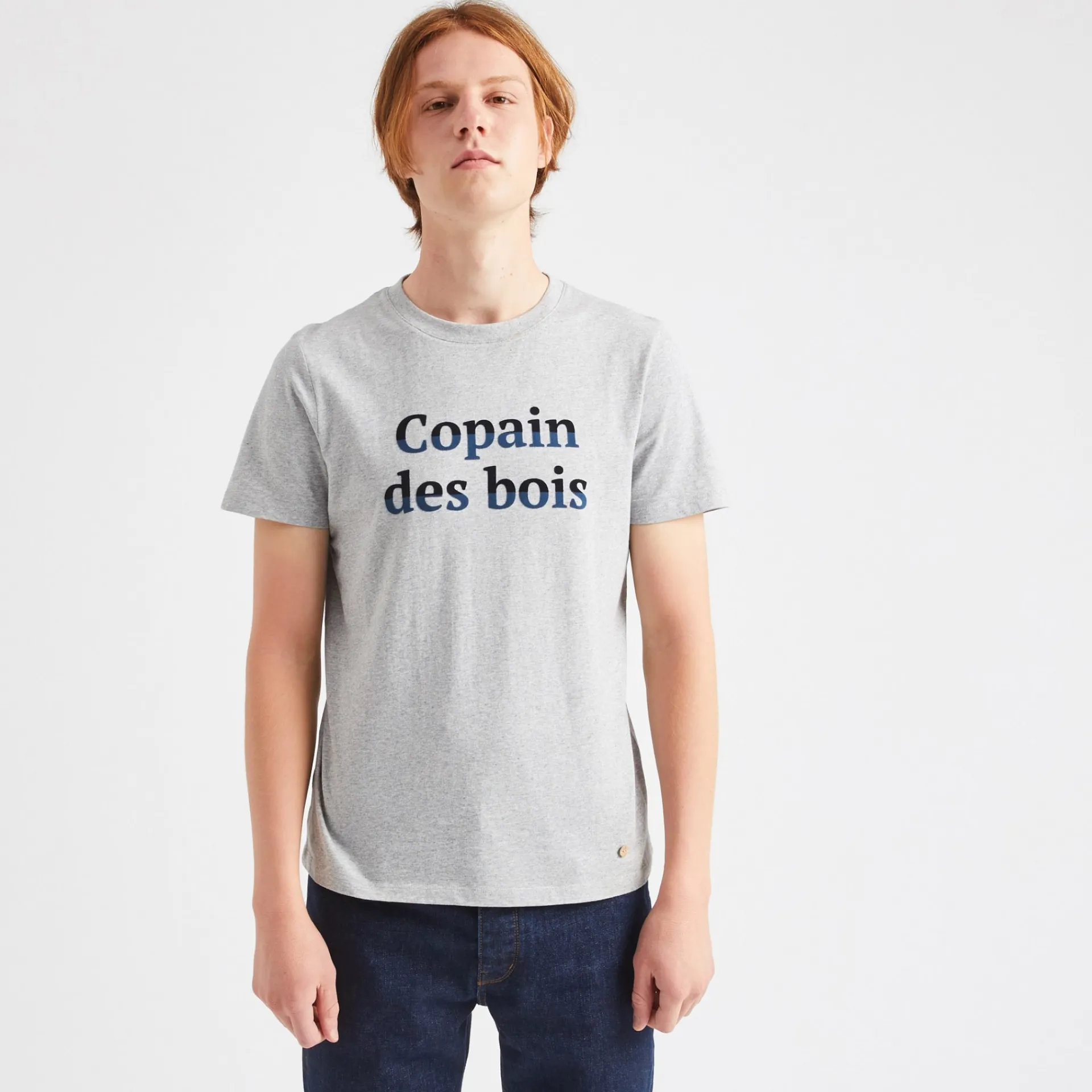 T-Shirts*FAGUO T-Shirt Col Rond Gris Chine Homme Des Bois