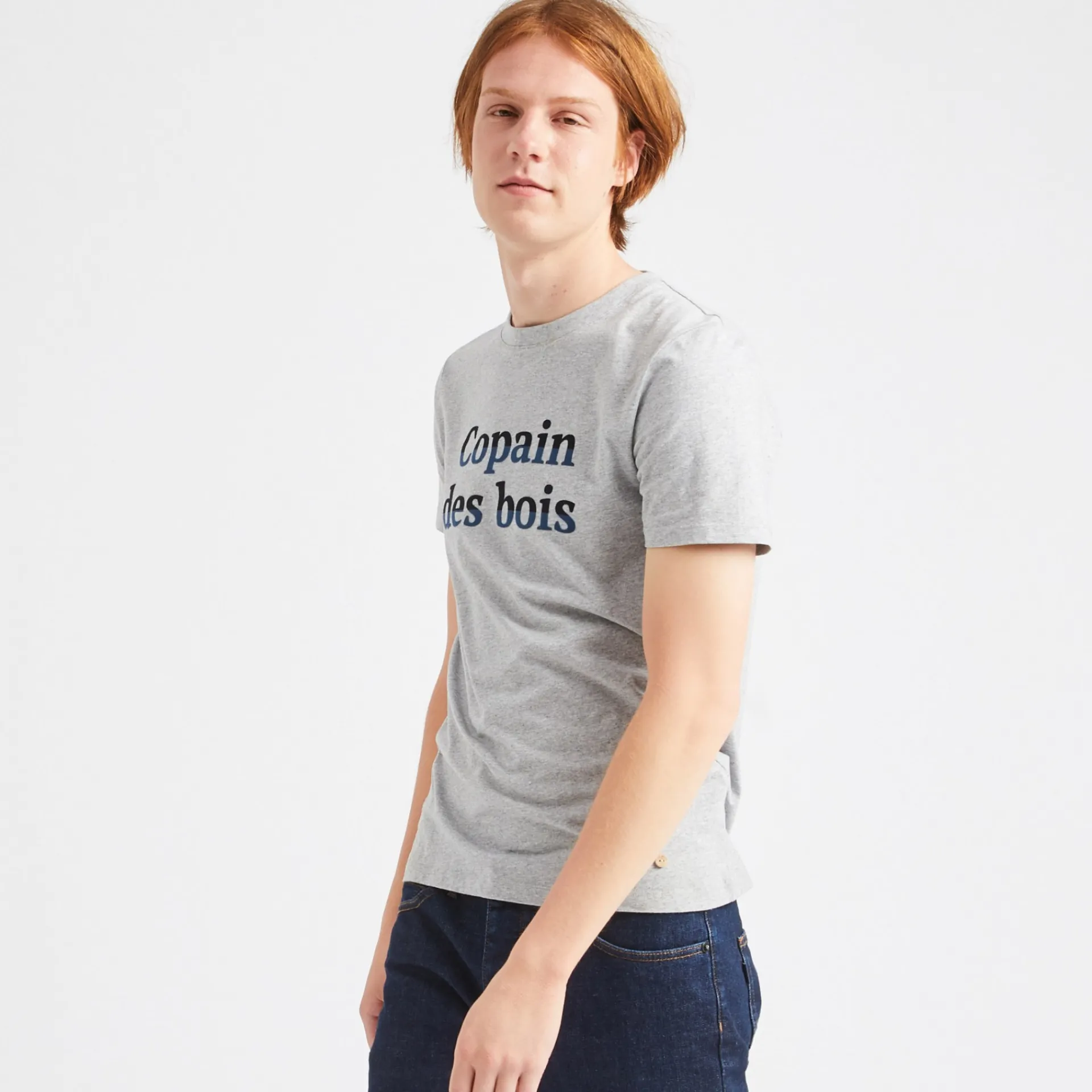 T-Shirts*FAGUO T-Shirt Col Rond Gris Chine Homme Des Bois