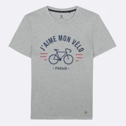 T-Shirts*FAGUO T-Shirt Col Rond Gris Chine J'Aime Mon Velo