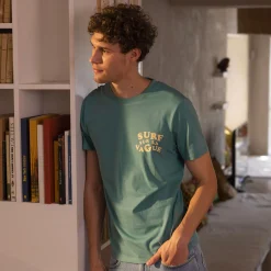 T-Shirts*FAGUO T-Shirt Col Rond Turquoise Surf Sur La Vague